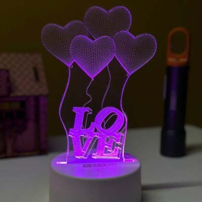 GearUP Acrylic Multicolor Night Lamp | Love Balloon | রোমান্টিক নাইট ল্যাম্প