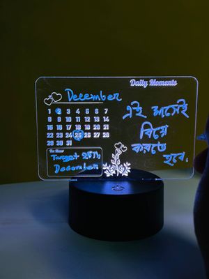 16938080653410771 GearUP Multicolor Acrylic Night Lamp with Writable Calendar Board and Erasable Pen | গিয়ারআপ মাল্টিকালার অ্যাক্রেলিক নাইট ল্যাম্প রাইটেবল ক্যালেন্ডার বোর্ড ও ইরেজেবল পেনসহ - Image 3