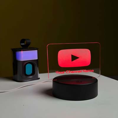 Customizable YouTube Logo Design Acrylic Multicolor Night Lamp – WHITE | কাস্টমাইজেবল ইউটিউব লোগো ডিজাইন অ্যাক্রেলিক মাল্টিকালার নাইট ল্যাম্প – সাদা