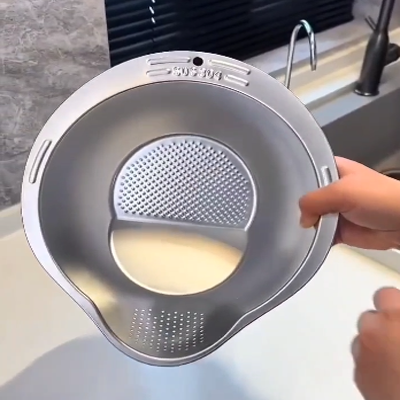 Rice Washing Bowl with Strainer | Multifunctional Rice Cleaner, Fruit & Vegetable Drainer Kitchen Tool রাইস ওয়াশিং বোল উইথ স্ট্রেইনার | ভাত ধোয়ার বাটি, সবজি-ফল ধোয়ার কিচেন টুল