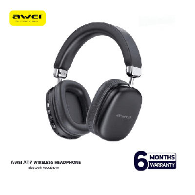 Awei AT7, Awei Headphone, Wireless Headphone, Bluetooth Headphone, Stereo Headset, Awei Bluetooth 5.3, Deep Bass Headphone, Surround Sound, Awei AT7 Bangladesh, Foldable Headphone, Built-in Mic Headset, Gaming Headphone, Awei Music