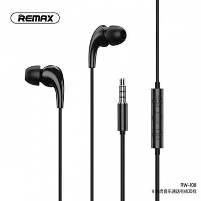 REMAX RW-108, Fashion Wired Earphone, Music & Call Earphone, Stylish Earphone, HiFi Stereo Earphone, Comfortable Wired Earphone, Durable Earphones, Music Earphones, Wired Call Earphone, Remax Earphone BD